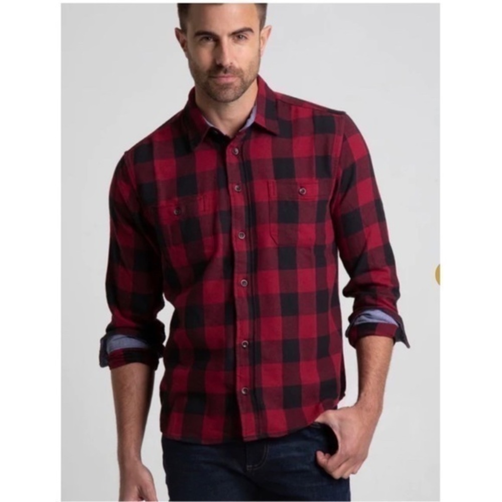 NWT- Tailor Vintage Men's Buffalo Performance Stretch Flannel Two Pocket Shirt.L